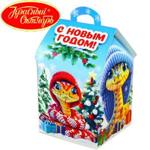 Сладкий подарок на Новый Год в картонной упаковке весом 600 грамм по цене 654 руб в Комсомольске-на-Амуре
